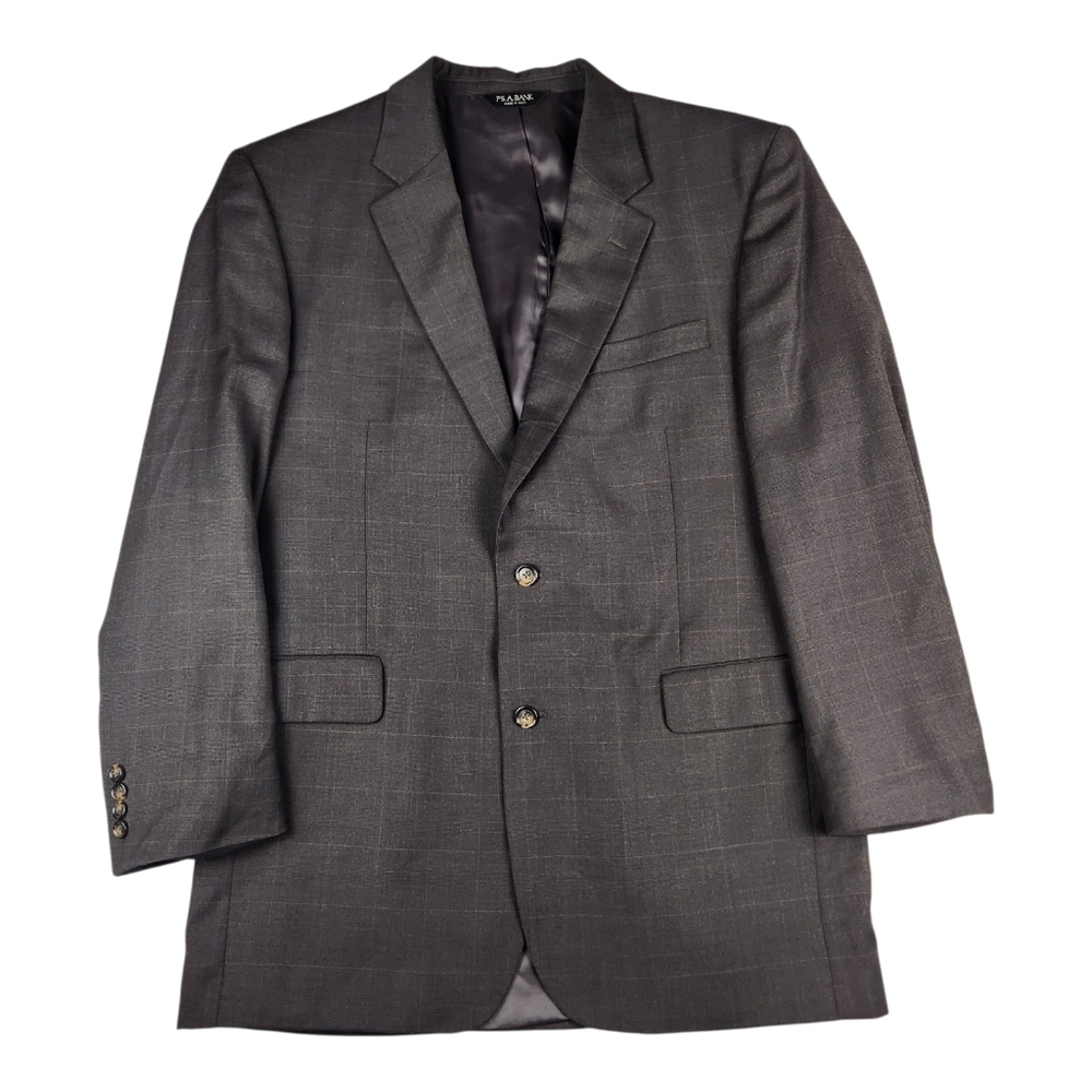 Jos. A. Bank Mens Blazer 100% Wool Windowpane Size 44L Sport Coat